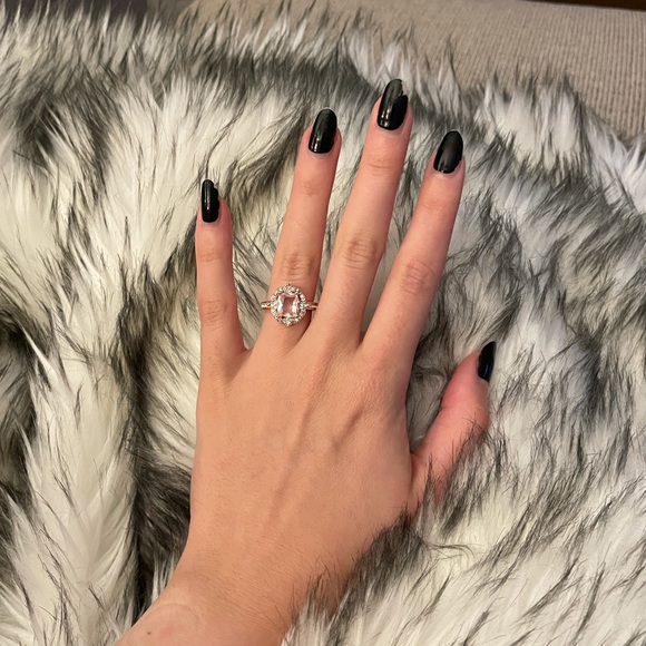 Vintage Style Rose Gold S925 Ring w/ Halo - Picture 4 of 7